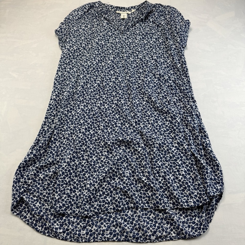 H&M Label of Graded Goods Floral Tunic Dress Women US 8 Blue White Boho